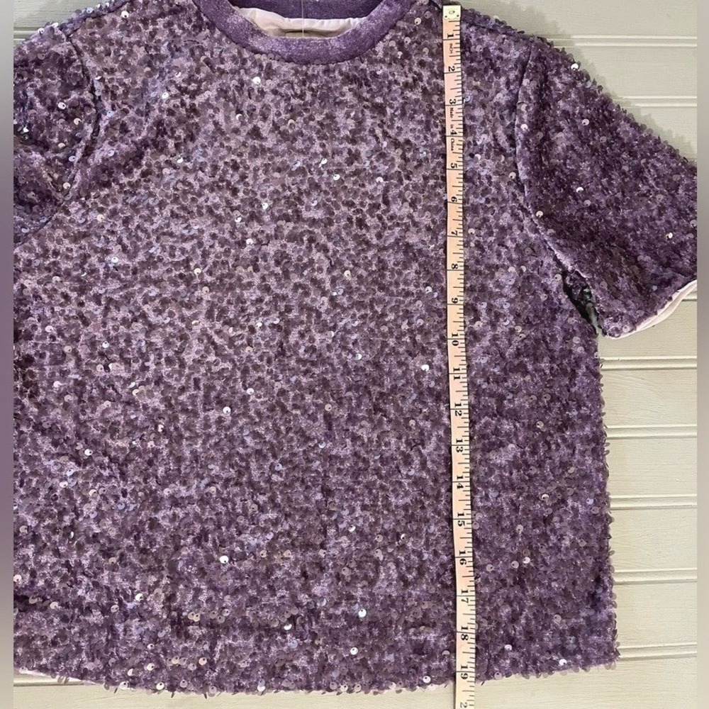A New Day Purple Sequin Top Womens XS Short Sleeve Party Cocktail Holiday NWT - Picture 9 of 13
